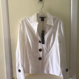 NWT  Willi Smith white cotton/ spandex blouse